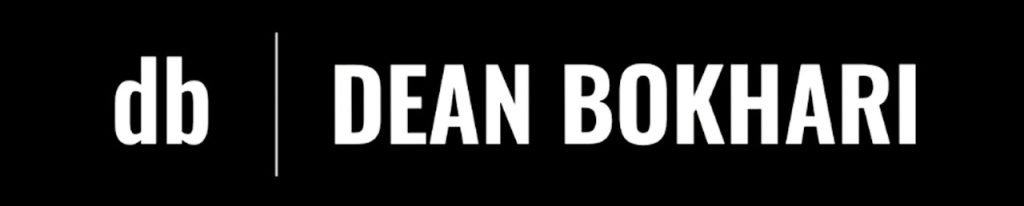 Dean Bokhari White Logo Black Background
